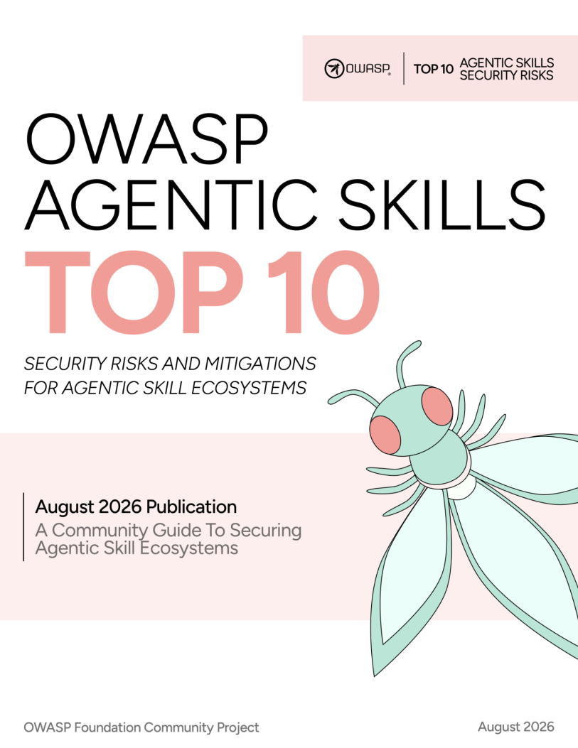 Cover of the OWASP Agentic Skills Top 10, August 2026 publication